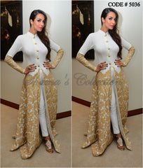 5036 Malaika Arora Khan's white-gold jacket and pants
