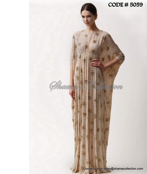 5059 Beige kaftan gown