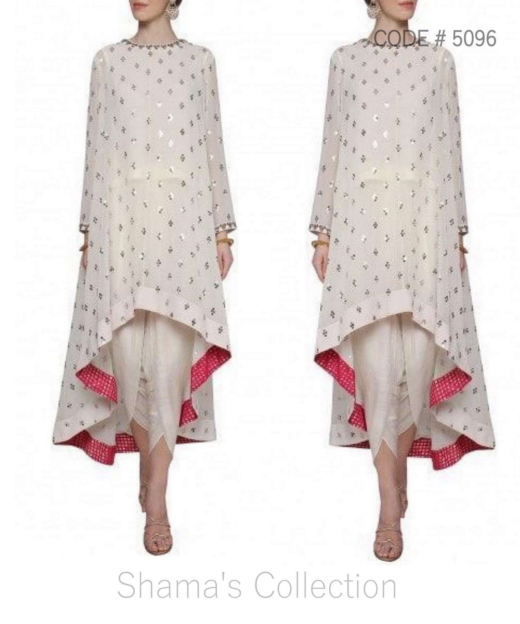 White High low kurta paired with overlapped hem pants