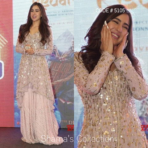 5105 Sara Ali Khan in Blush Sharara at Kedarnath Promotions