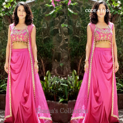 5110 Pink Fusion Wear - Set of Blouse, Drape Skirt and Jacket