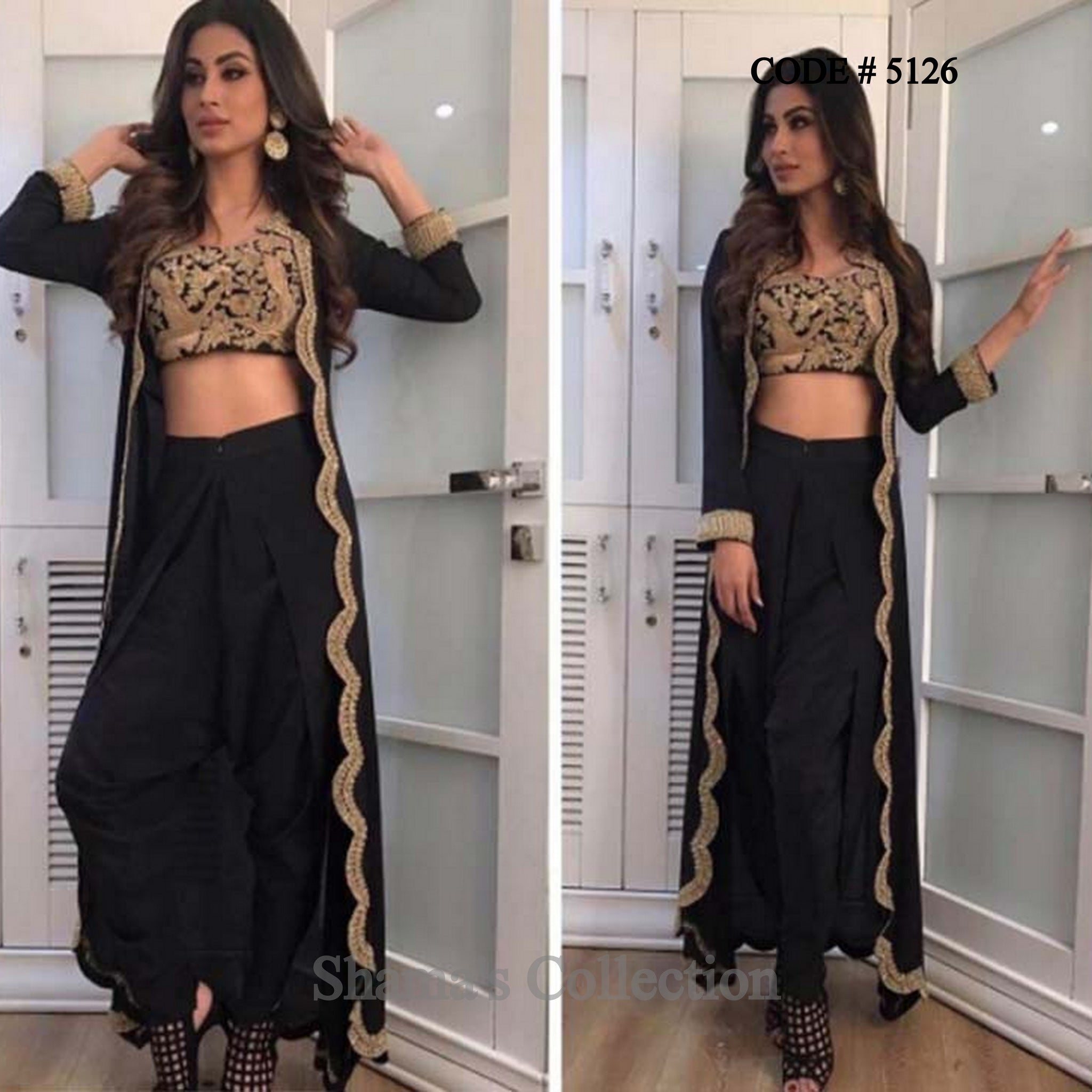 5126 Mouni Roy's Black Three Piece outfit set