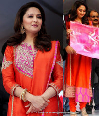 6004 Madhuri Dixit's orange-pink A line dress