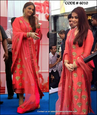 6010 Aishwarya Rai Bachchan red straight fit dress