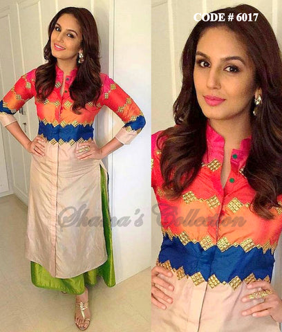6017 Huma Qureshi's multicolor straight fit and palazzo