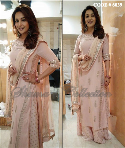 6039 Madhuri Dixit's Blush Palazzo Suit