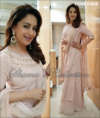 6039 Madhuri Dixit's Blush Palazzo Suit