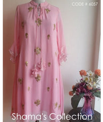 6057 Pink Kurti with Zardosi Work