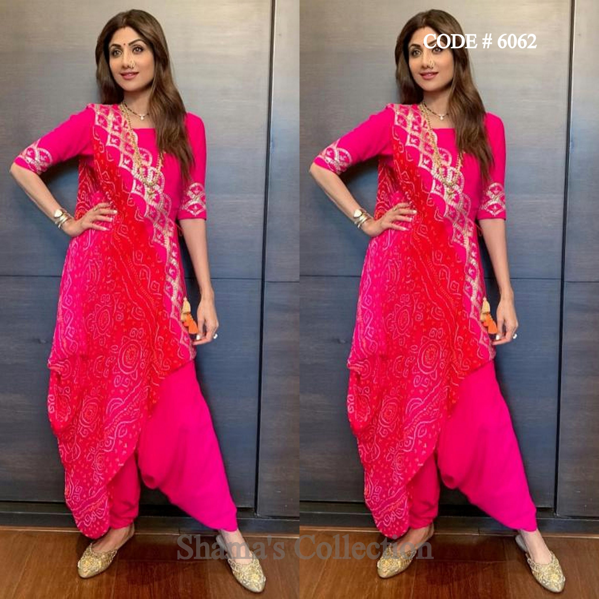 Shilpa Shetty Magenta Jacquard Silk Straight Suit 276995