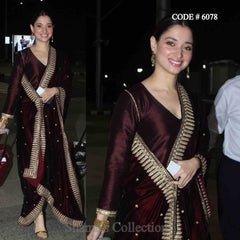 6078 Tamannah Bhatia in Brown Straight Fit Suit