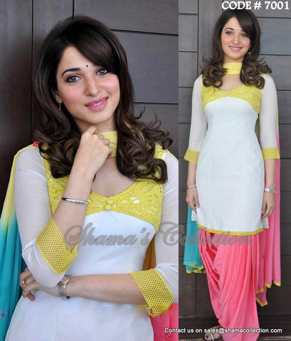 7001 Tamanna's white-pink patiyala