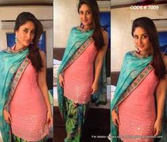 7009 Kareena Kapoor's salmon pink patiala suit