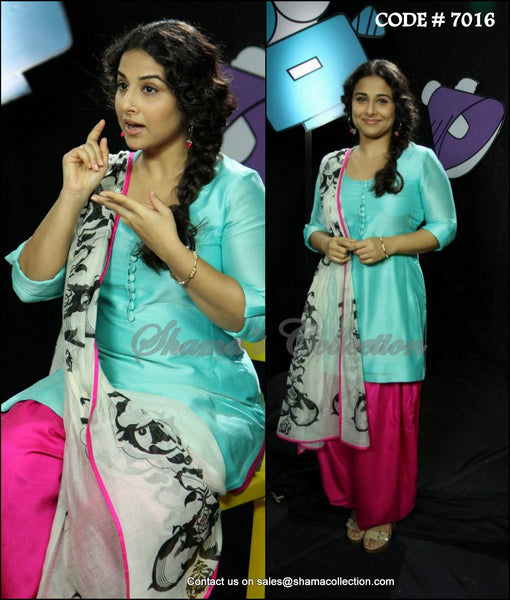 7016 Vidya Balan's skyblue-ranipink patiala