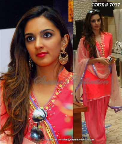 7017 Kiara Advani's coral patiala suit