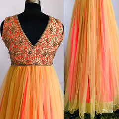 A015 Neon-beige ethnic gown