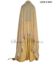 B001 Golden sequin and mehndi lehenga set