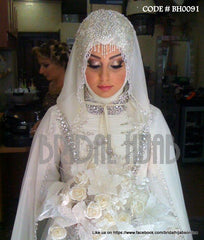 BH 0091 Swarovski studded snow white bridal hijab