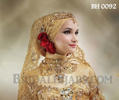 BH 0092 Golden lace hijab