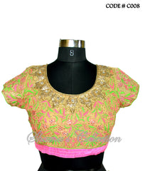 C008 Neon green pink belt sareesque