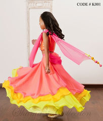 K001 Multi layered colorful kids lehenga