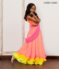 K001 Multi layered colorful kids lehenga