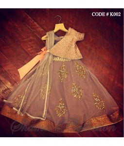 K002 Grey-Peach anarkali with one shoulder jacket