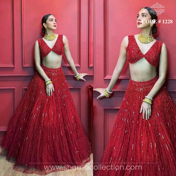 1228 Kiara Advani's inspired Red Lehenga