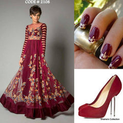 2108 Maroon anarkali gown